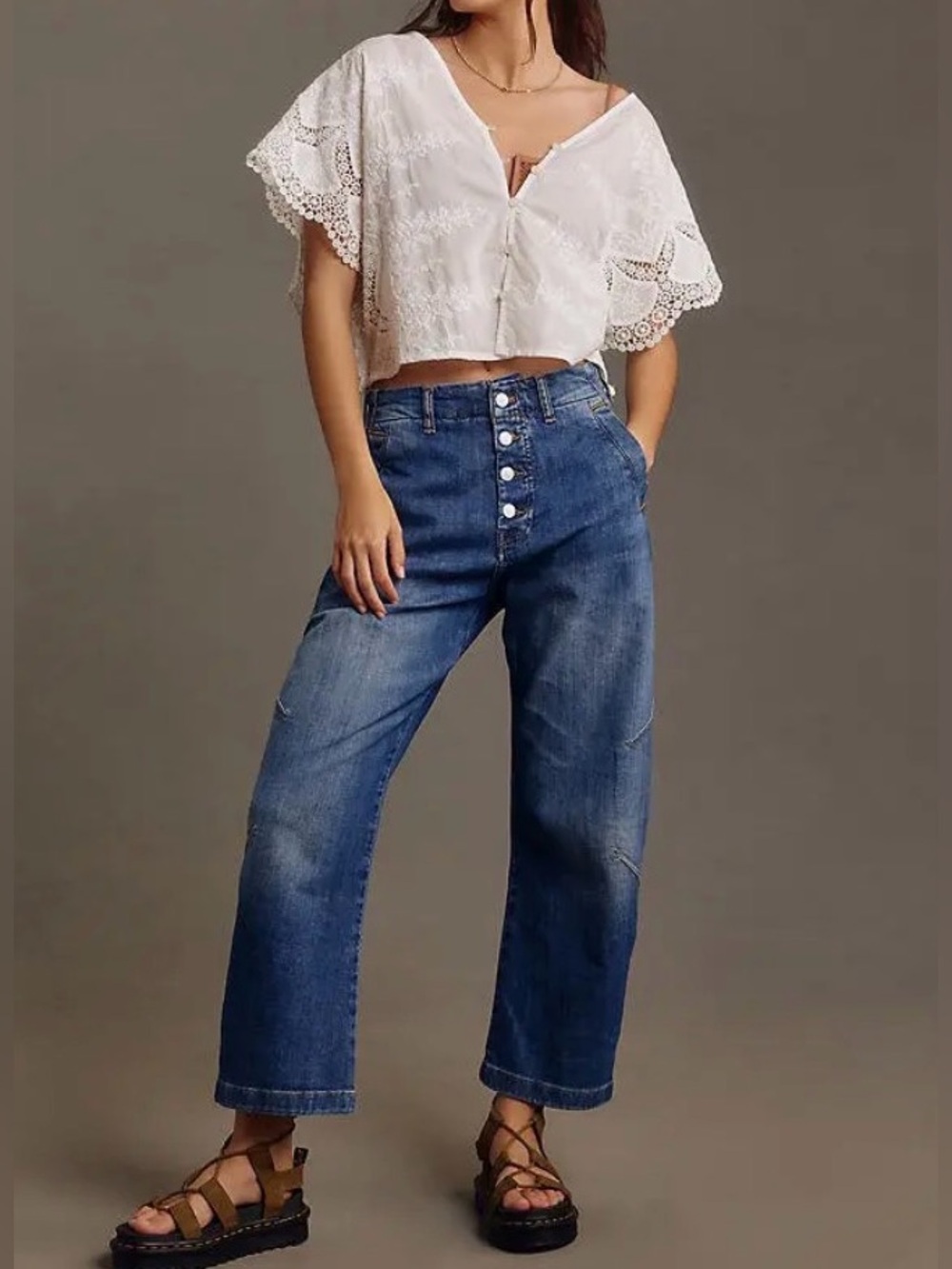 Anthropologie Pilcro Size 29 The Ar Mid-Rise Ankle Barrel Blue Jeans